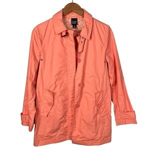 Vintage GAP Y2K Midi Trench Coat Size XS Orange Lined Cotton Casual
